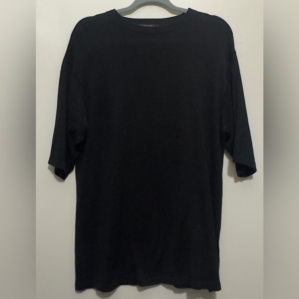 Domani Platinum Silk Men’s Black Short Sleeve Sweater Size Large